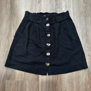 Black Button-Front Skirt